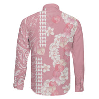 Soft Pink Hawaii Anthurium Plumeria Lei Family Matching Long Sleeve Bodycon Dress and Hawaiian Shirt LT9 - Polynesian Pride