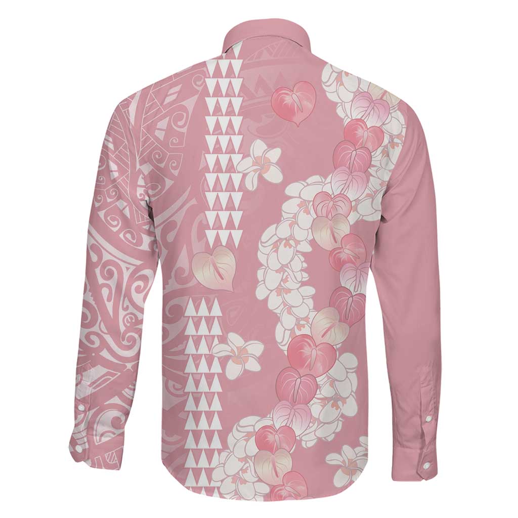 Soft Pink Hawaii Anthurium Plumeria Lei Family Matching Off Shoulder Short Dress and Hawaiian Shirt LT9 - Polynesian Pride