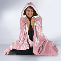 Soft Pink Hawaii Anthurium Plumeria Lei Hooded Blanket