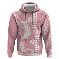 Soft Pink Hawaii Anthurium Plumeria Lei Hoodie LT9 Pullover Hoodie Pink - Polynesian Pride