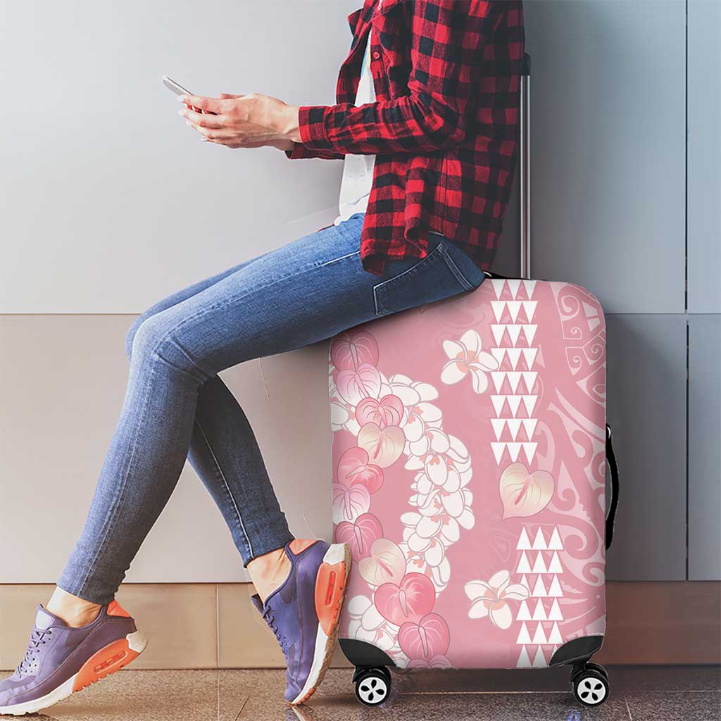 Soft Pink Hawaii Anthurium Plumeria Lei Luggage Cover LT9 - Polynesian Pride