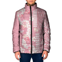 Soft Pink Hawaii Anthurium Plumeria Lei Padded Jacket
