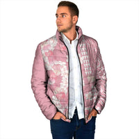 Soft Pink Hawaii Anthurium Plumeria Lei Padded Jacket