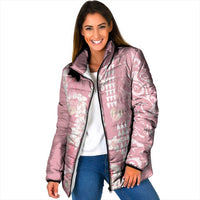 Soft Pink Hawaii Anthurium Plumeria Lei Padded Jacket