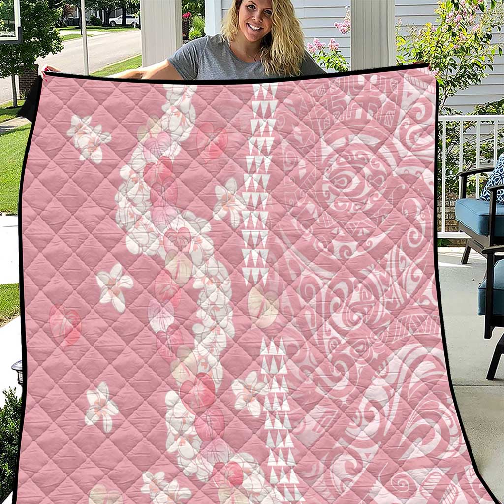 Soft Pink Hawaii Anthurium Plumeria Lei Quilt LT9 Pink - Polynesian Pride