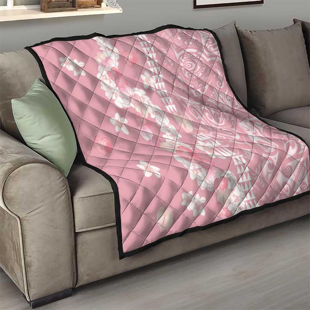 Soft Pink Hawaii Anthurium Plumeria Lei Quilt LT9 - Polynesian Pride