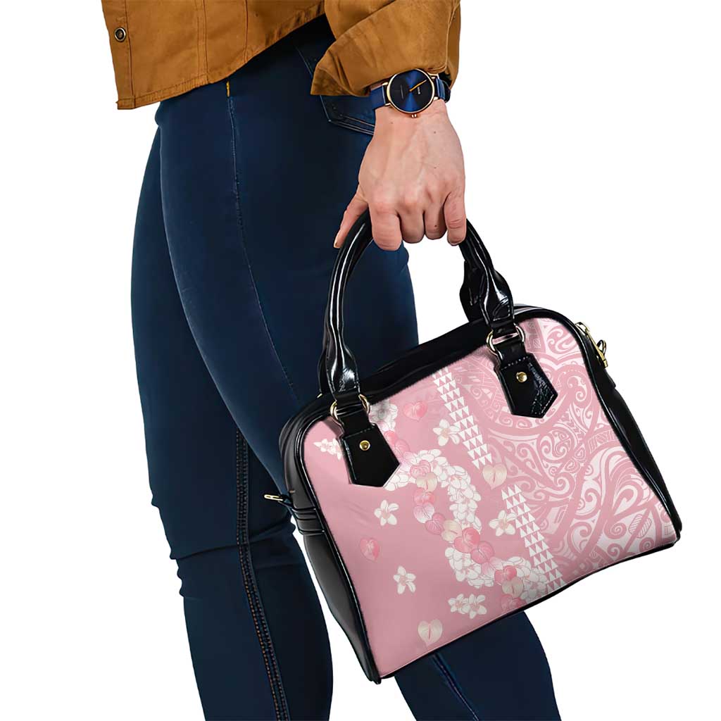 Soft Pink Hawaii Anthurium Plumeria Lei Shoulder Handbag LT9 - Polynesian Pride