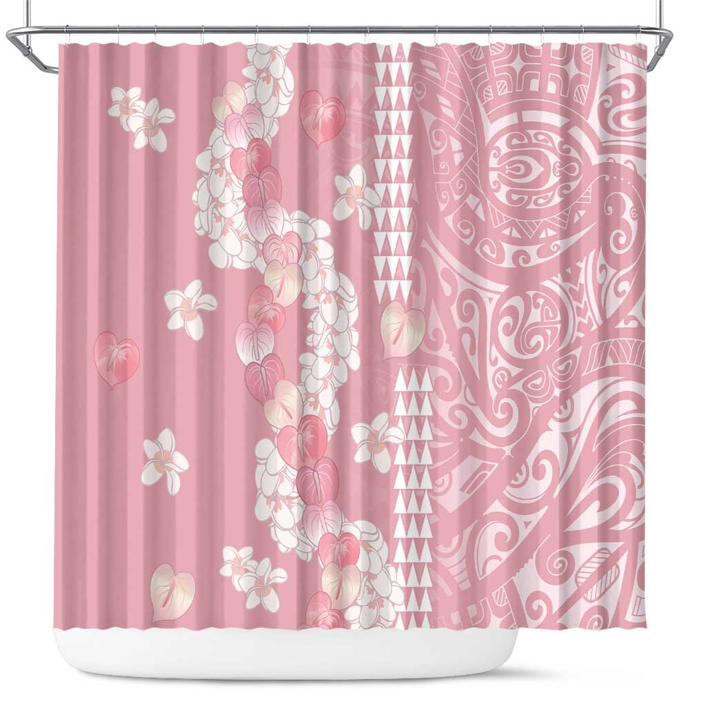 Soft Pink Hawaii Anthurium Plumeria Lei Shower Curtain LT9 Pink - Polynesian Pride