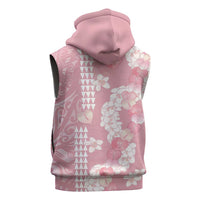 Soft Pink Hawaii Anthurium Plumeria Lei Sleeveless Zip Hoodie LT9 - Polynesian Pride