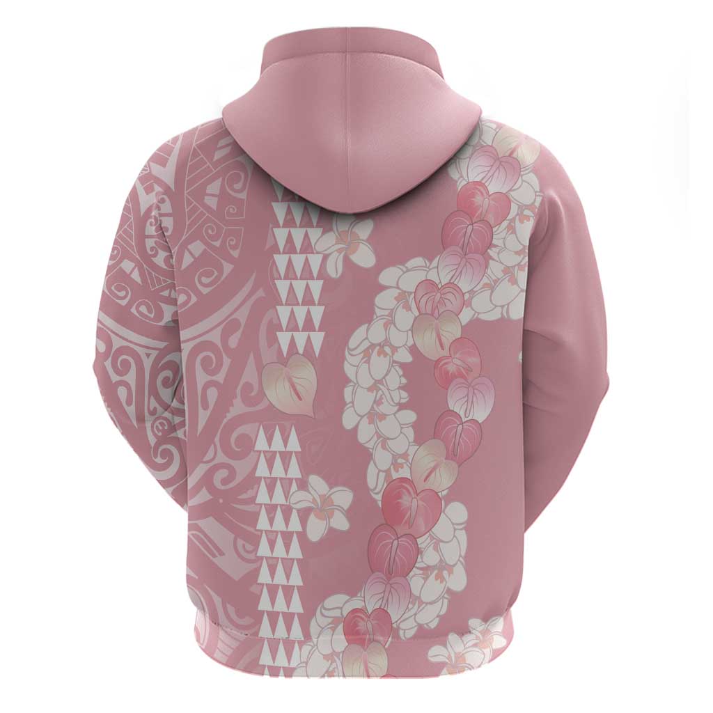 Soft Pink Hawaii Anthurium Plumeria Lei Zip Hoodie LT9 - Polynesian Pride