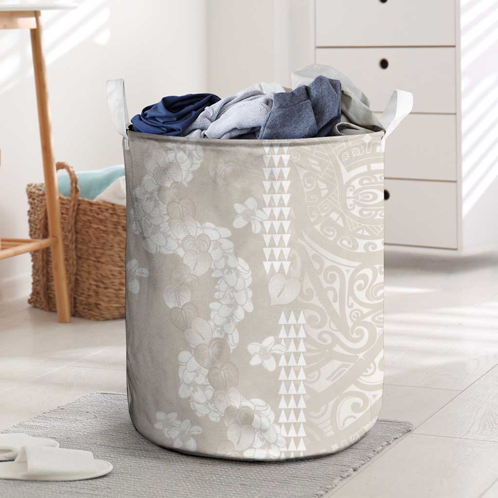 Suede Beige Hawaii Anthurium Plumeria Lei Laundry Basket