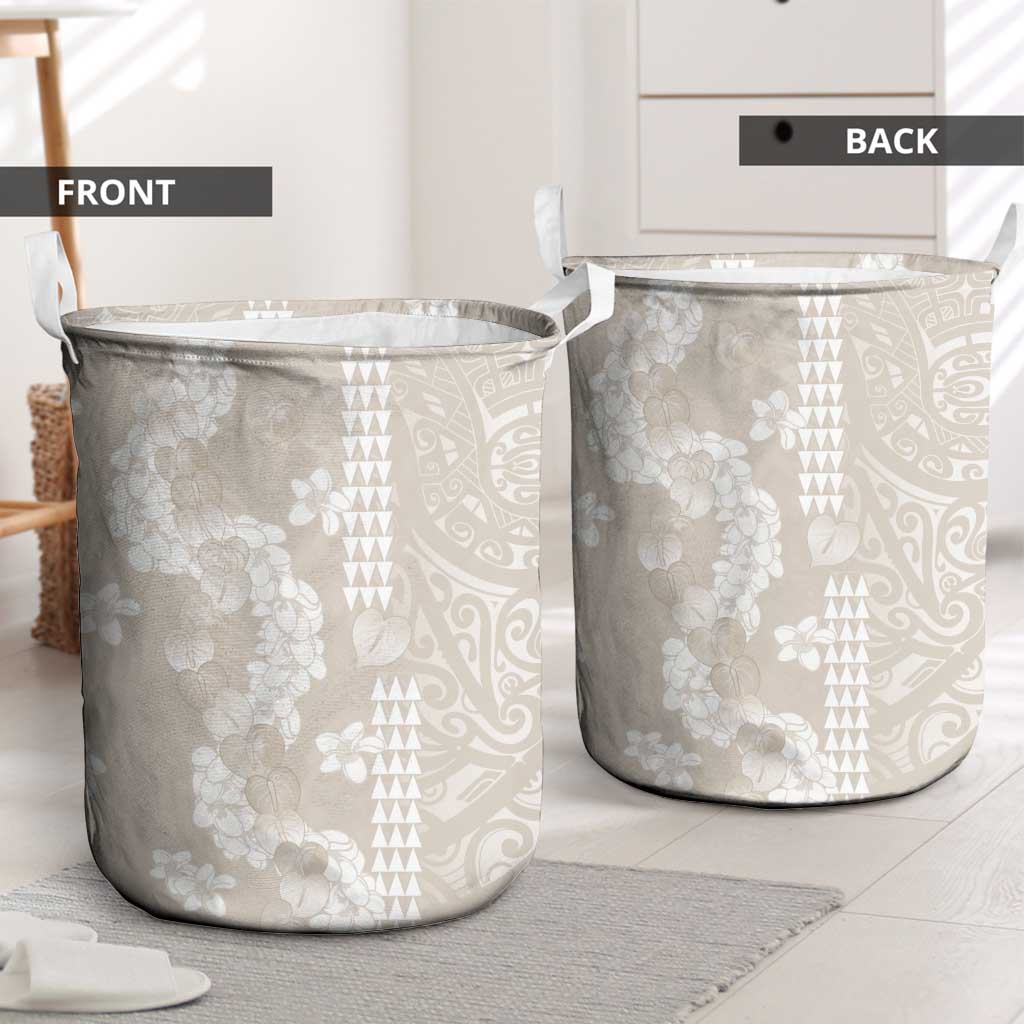 Suede Beige Hawaii Anthurium Plumeria Lei Laundry Basket