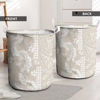 Suede Beige Hawaii Anthurium Plumeria Lei Laundry Basket