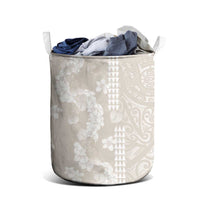 Suede Beige Hawaii Anthurium Plumeria Lei Laundry Basket