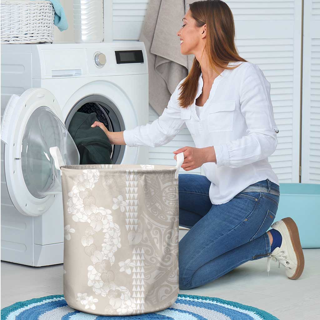 Suede Beige Hawaii Anthurium Plumeria Lei Laundry Basket