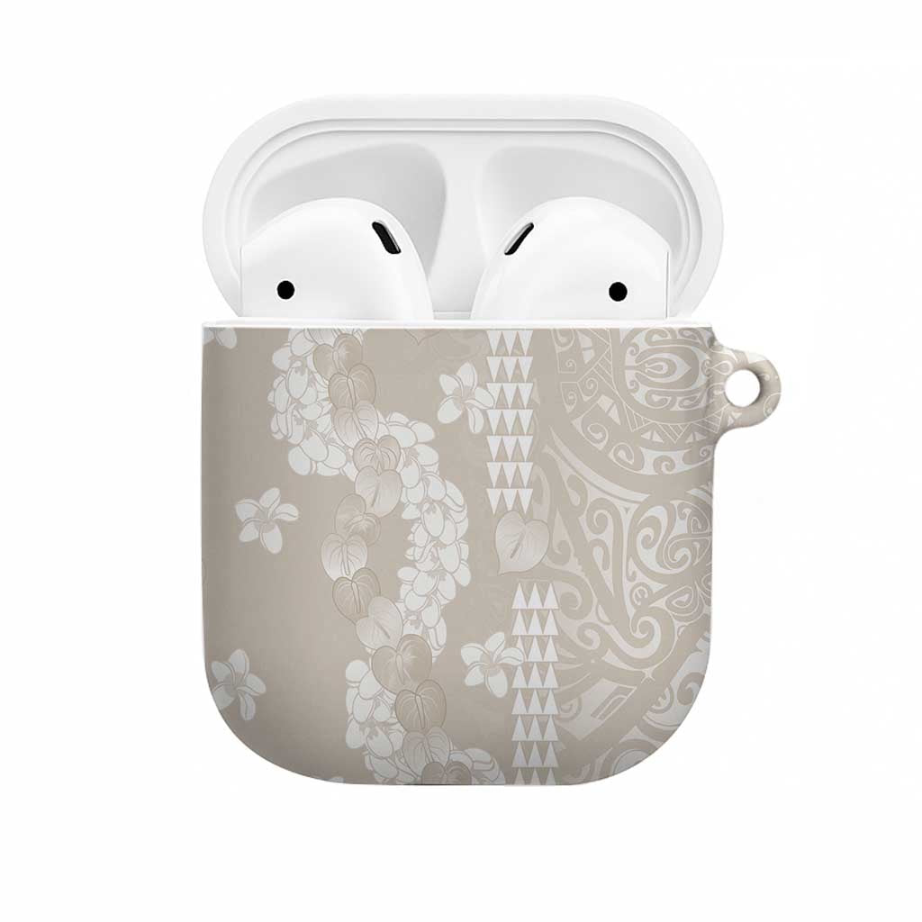 Suede Beige Hawaii Anthurium Plumeria Lei AirPods Case