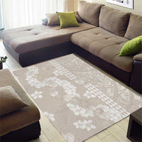 Suede Beige Hawaii Anthurium Plumeria Lei Area Rug