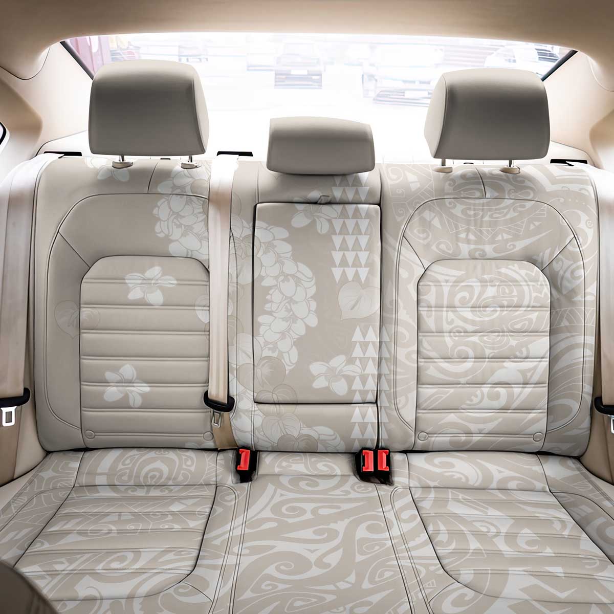 Suede Beige Hawaii Anthurium Plumeria Lei Back Car Seat Cover LT9 - Polynesian Pride