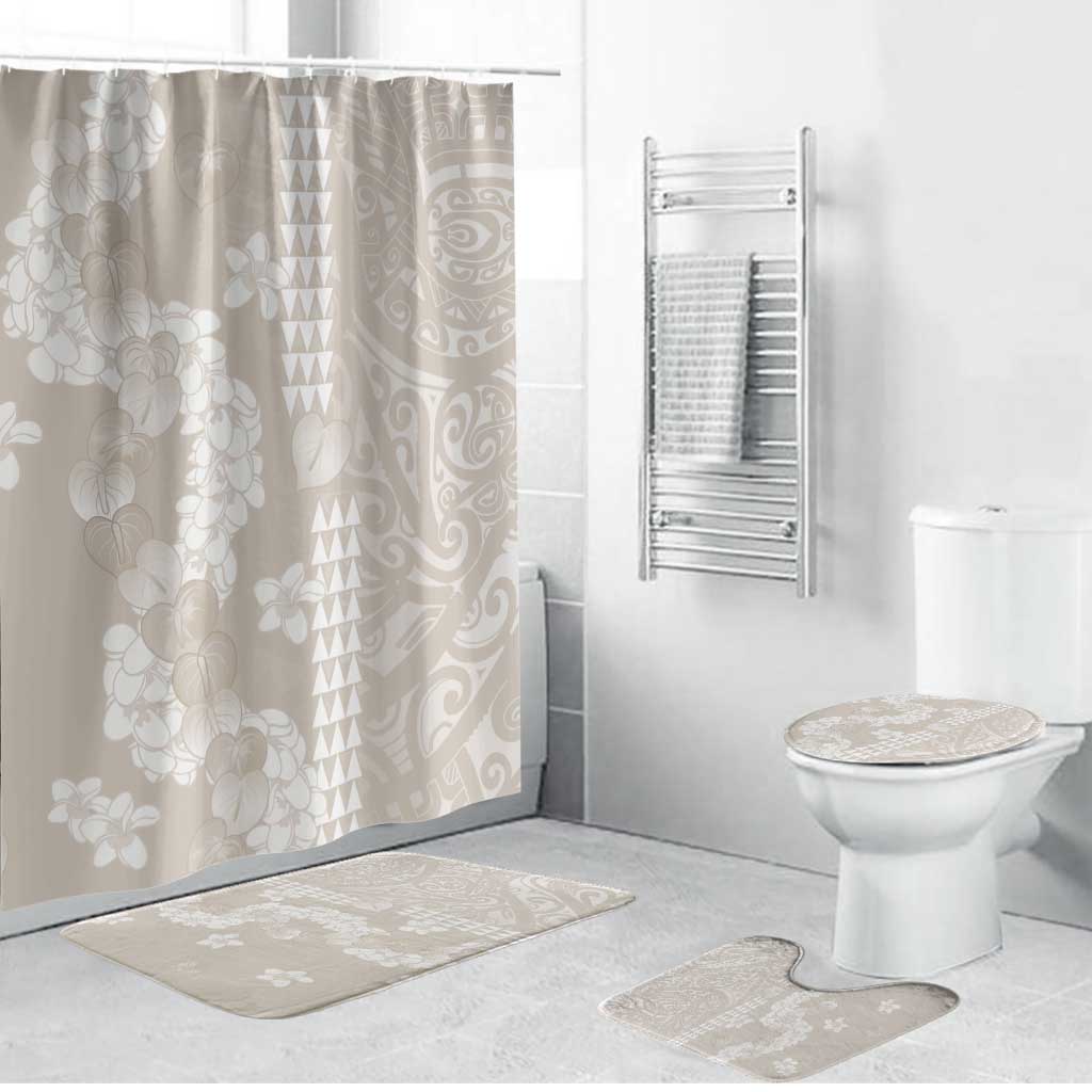 Suede Beige Hawaii Anthurium Plumeria Lei Bathroom Set