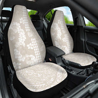 Suede Beige Hawaii Anthurium Plumeria Lei Car Seat Cover LT9 One Size Beige - Polynesian Pride