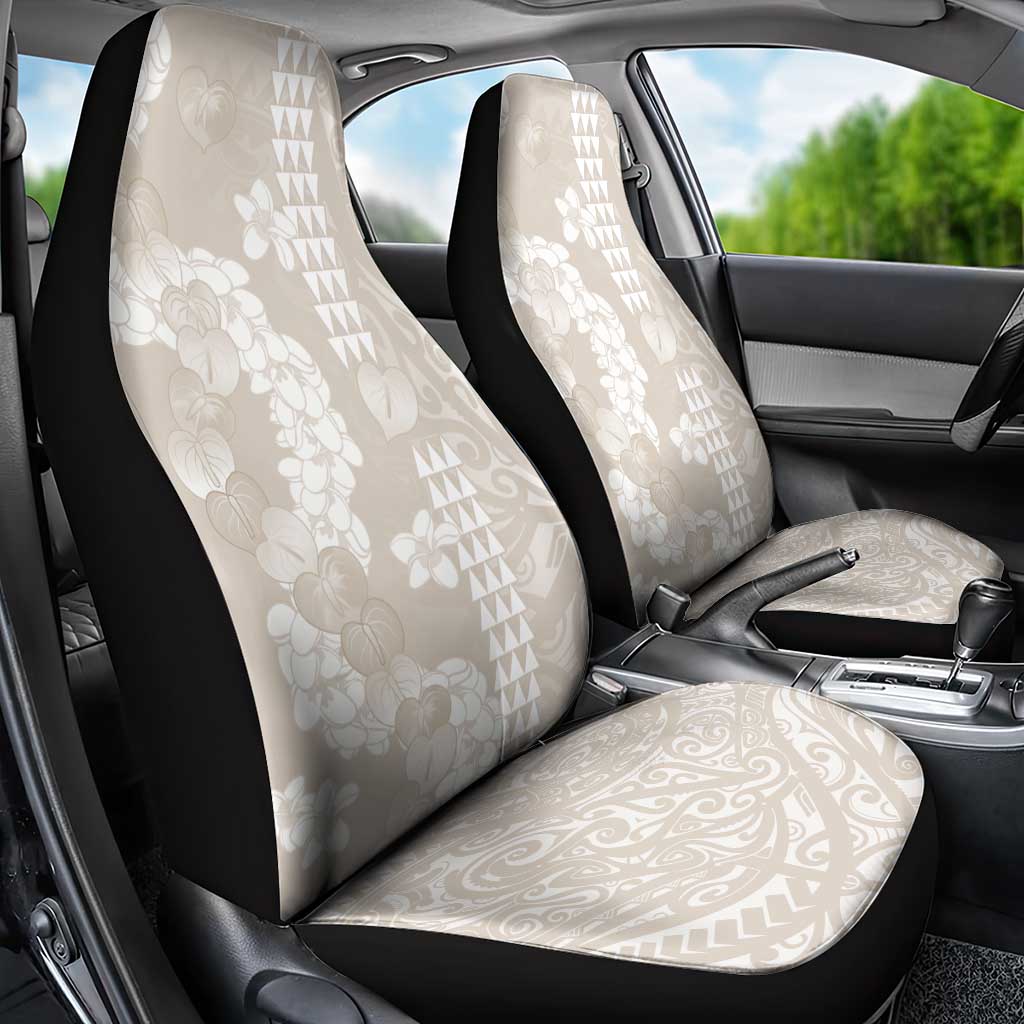 Suede Beige Hawaii Anthurium Plumeria Lei Car Seat Cover LT9 - Polynesian Pride