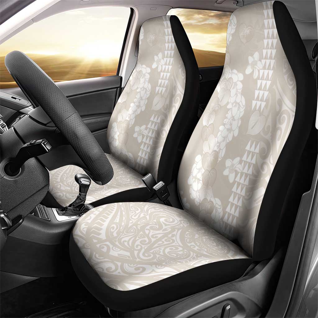 Suede Beige Hawaii Anthurium Plumeria Lei Car Seat Cover LT9 - Polynesian Pride