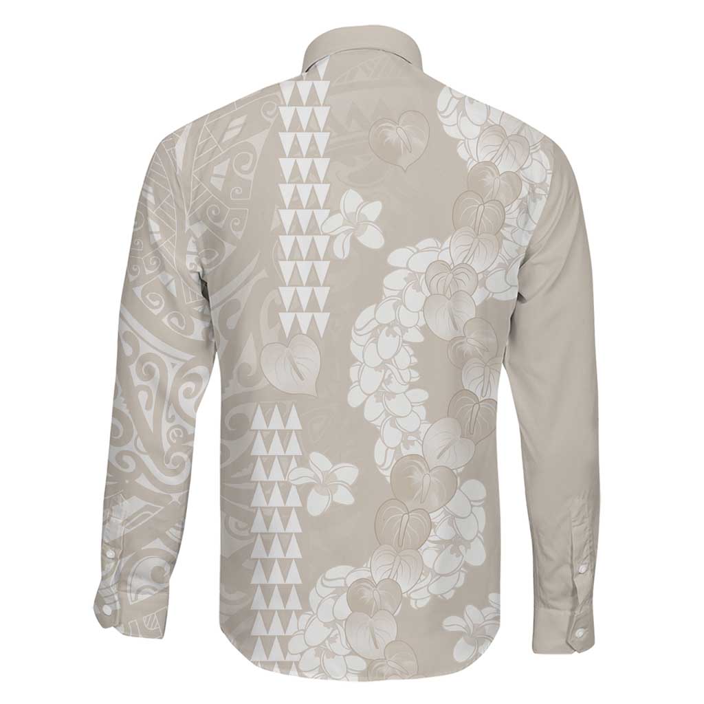 Suede Beige Hawaii Anthurium Plumeria Lei Family Matching Summer Maxi Dress and Hawaiian Shirt