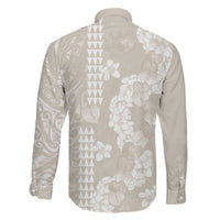 Suede Beige Hawaii Anthurium Plumeria Lei Family Matching Summer Maxi Dress and Hawaiian Shirt