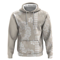 Suede Beige Hawaii Anthurium Plumeria Lei Hoodie LT9 Pullover Hoodie Beige - Polynesian Pride