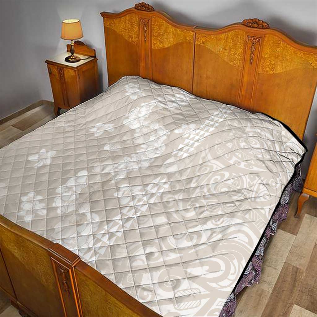 Suede Beige Hawaii Anthurium Plumeria Lei Quilt