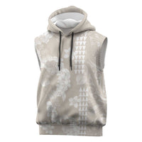 Suede Beige Hawaii Anthurium Plumeria Lei Sleeveless Hoodie LT9 Beige - Polynesian Pride