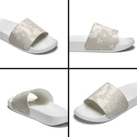 Suede Beige Hawaii Anthurium Plumeria Lei Slide Sandals