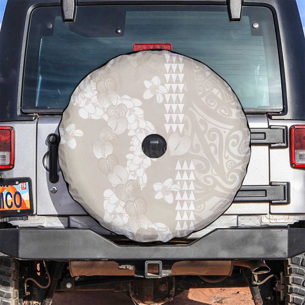 Suede Beige Hawaii Anthurium Plumeria Lei Spare Tire Cover