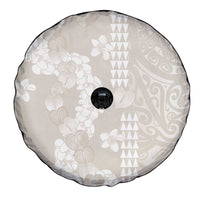 Suede Beige Hawaii Anthurium Plumeria Lei Spare Tire Cover