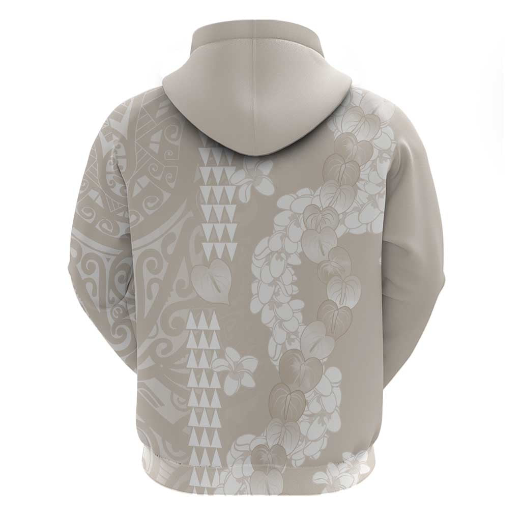 Suede Beige Hawaii Anthurium Plumeria Lei Zip Hoodie LT9 - Polynesian Pride