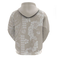 Suede Beige Hawaii Anthurium Plumeria Lei Zip Hoodie LT9 - Polynesian Pride
