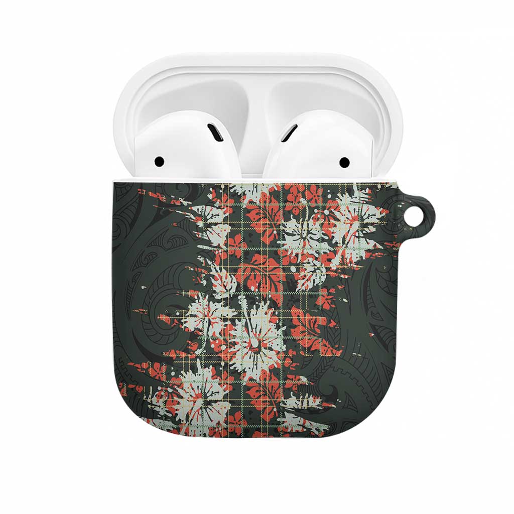 Hawaii Tartan With Hibiscus AirPods Case Polynesian Pattern Vintage LT9 Dark Green - Polynesian Pride