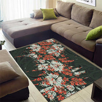 Hawaii Tartan With Hibiscus Area Rug Polynesian Pattern Vintage LT9 - Polynesian Pride