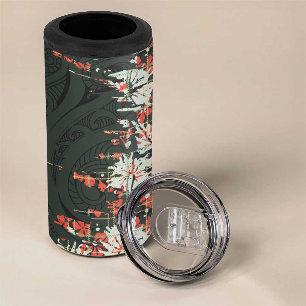 Hawaii Tartan With Hibiscus 4 in 1 Can Cooler Tumbler Polynesian Pattern Vintage LT9 - Polynesian Pride