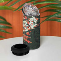 Hawaii Tartan With Hibiscus 4 in 1 Can Cooler Tumbler Polynesian Pattern Vintage LT9 - Polynesian Pride