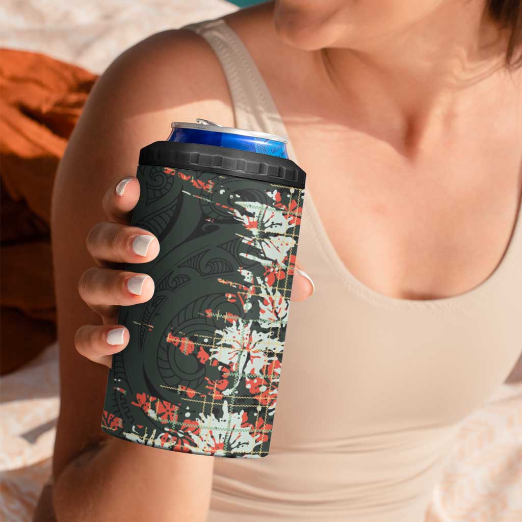 Hawaii Tartan With Hibiscus 4 in 1 Can Cooler Tumbler Polynesian Pattern Vintage LT9 - Polynesian Pride