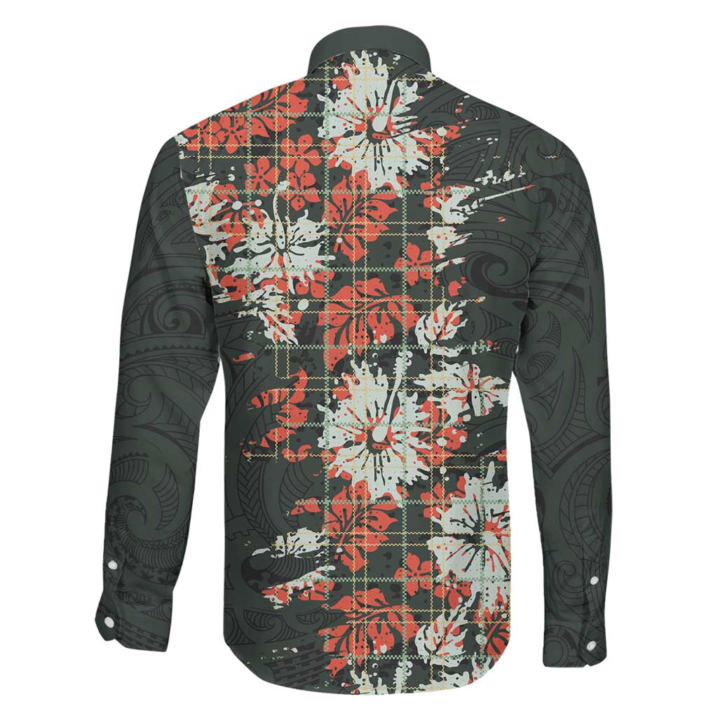 Hawaii Tartan With Hibiscus Family Matching Off The Shoulder Long Sleeve Dress and Hawaiian Shirt Polynesian Pattern Vintage