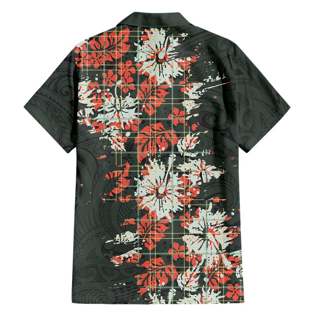 Hawaii Tartan With Hibiscus Family Matching Short Sleeve Bodycon Dress and Hawaiian Shirt Polynesian Pattern Vintage