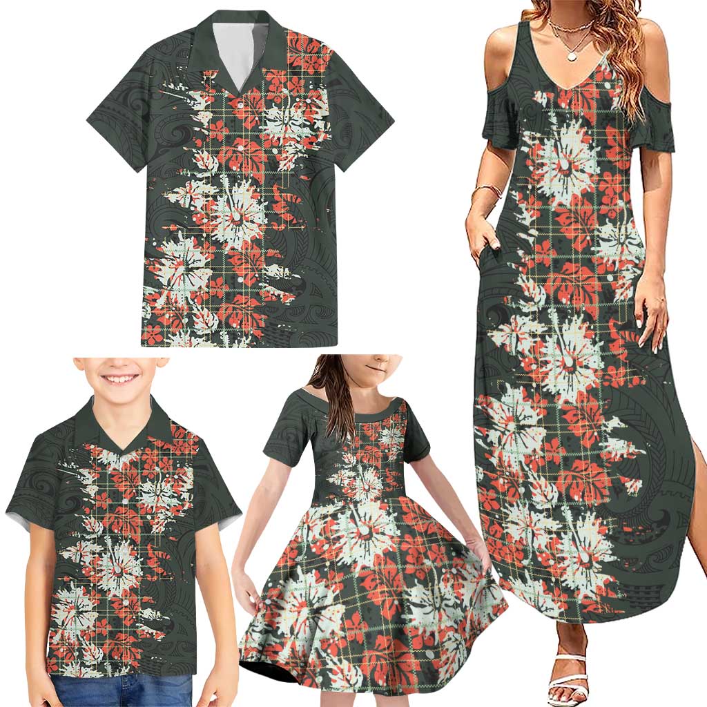 Hawaii Tartan With Hibiscus Family Matching Summer Maxi Dress and Hawaiian Shirt Polynesian Pattern Vintage LT9 - Polynesian Pride