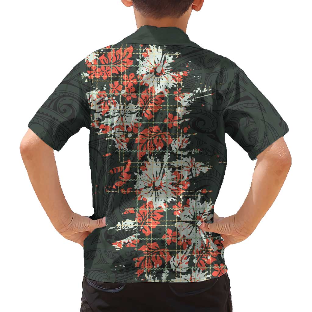 Hawaii Tartan With Hibiscus Family Matching Tank Maxi Dress and Hawaiian Shirt Polynesian Pattern Vintage