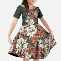 Hawaii Tartan With Hibiscus Family Matching Tank Maxi Dress and Hawaiian Shirt Polynesian Pattern Vintage
