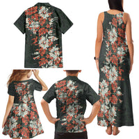 Hawaii Tartan With Hibiscus Family Matching Tank Maxi Dress and Hawaiian Shirt Polynesian Pattern Vintage