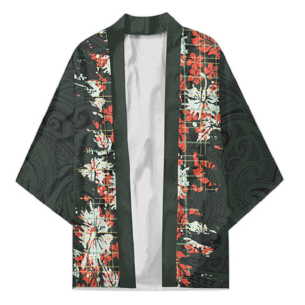 Hawaii Tartan With Hibiscus Kimono Polynesian Pattern Vintage LT9 Unisex Dark Green - Polynesian Pride