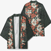 Hawaii Tartan With Hibiscus Kimono Polynesian Pattern Vintage