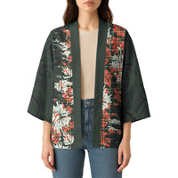 Hawaii Tartan With Hibiscus Kimono Polynesian Pattern Vintage